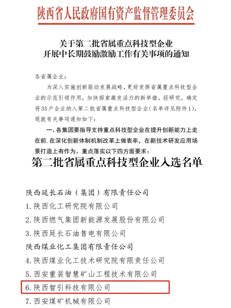 陜西建材科技智引公司成功入選第二批省屬重點科技型企業(yè)